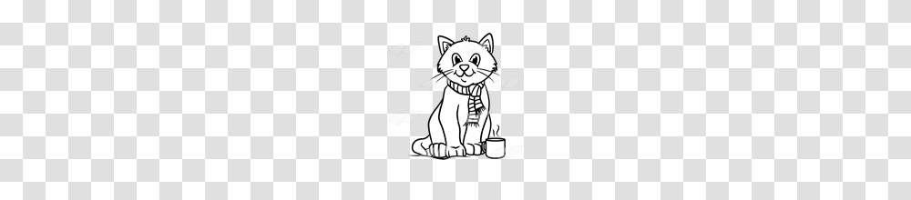 Abeka Clip Art Winter Cat With A Scarf And A Mug, Person, Label, Stencil Transparent Png