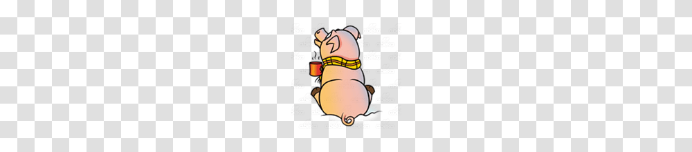Abeka Clip Art Winter Pig With A Scarf And A Mug, Animal, Food, Wildlife Transparent Png