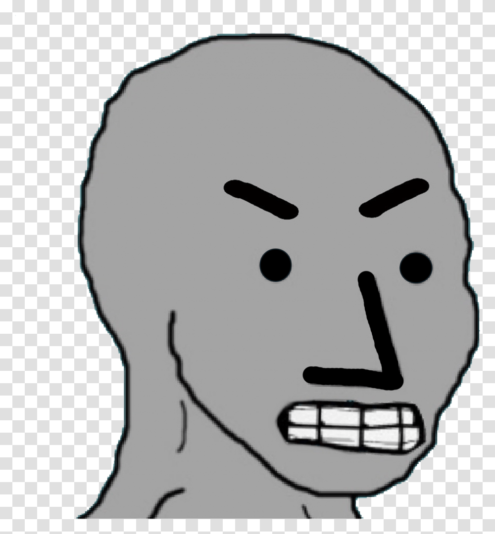 About Angry Npc Wojak, Stencil, Head, Face, Hand Transparent Png