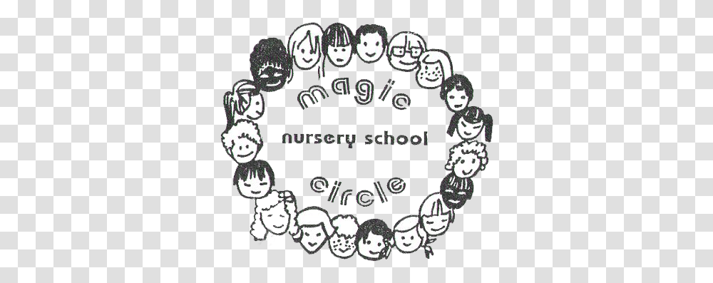 About Magic Circle Nursery School Magic Circle Nursery Dot, Text, Huddle, Crowd, Accessories Transparent Png
