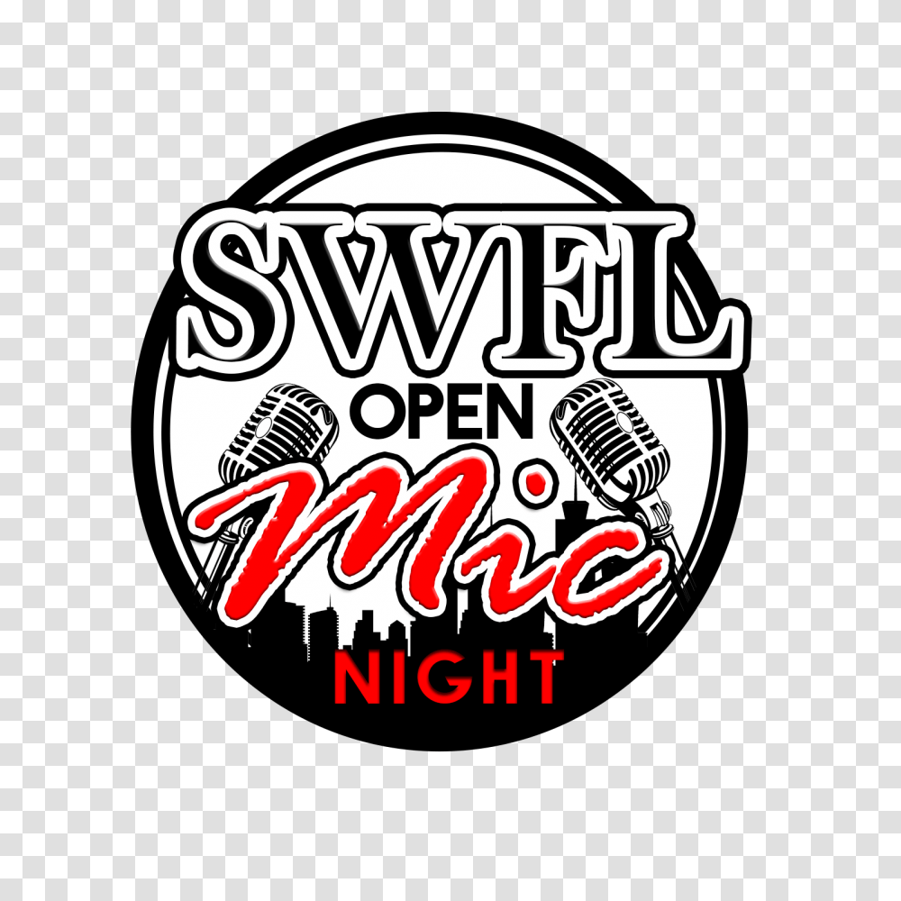 About Swfl Open Mic Night Swfl Open Mic Night, Label, Logo Transparent Png