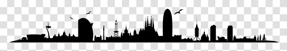 About Us Barcelona Skyline Silhouette, Spire, Tower, Architecture, Building Transparent Png
