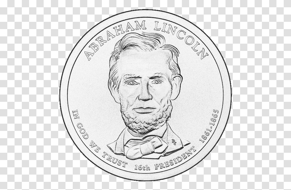 Abraham Lincoln Dollar Coin Download Abraham Lincoln Dollar Coin, Money, Person, Human Transparent Png