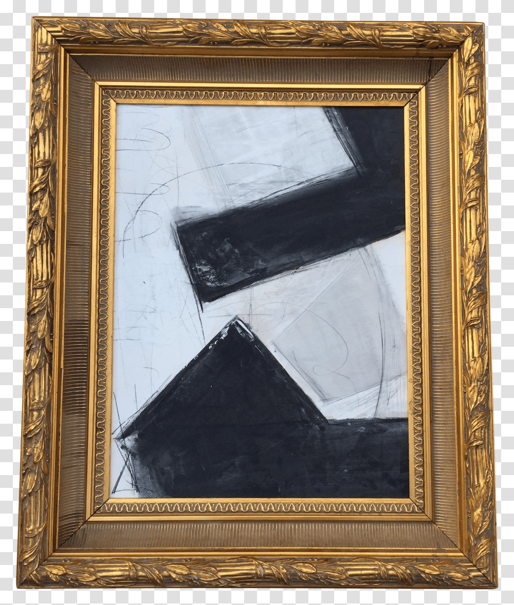 Abstract Black & White Painting In Gold Frame 2020 Painting Art Frame Transparent Png