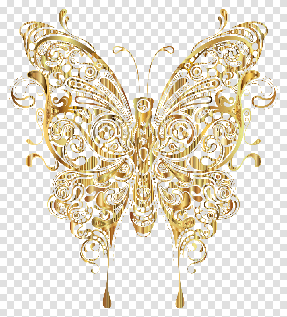 Abstract Butterfly Ii Big Image Background Gold Butterfly, Pattern, Floral Design Transparent Png