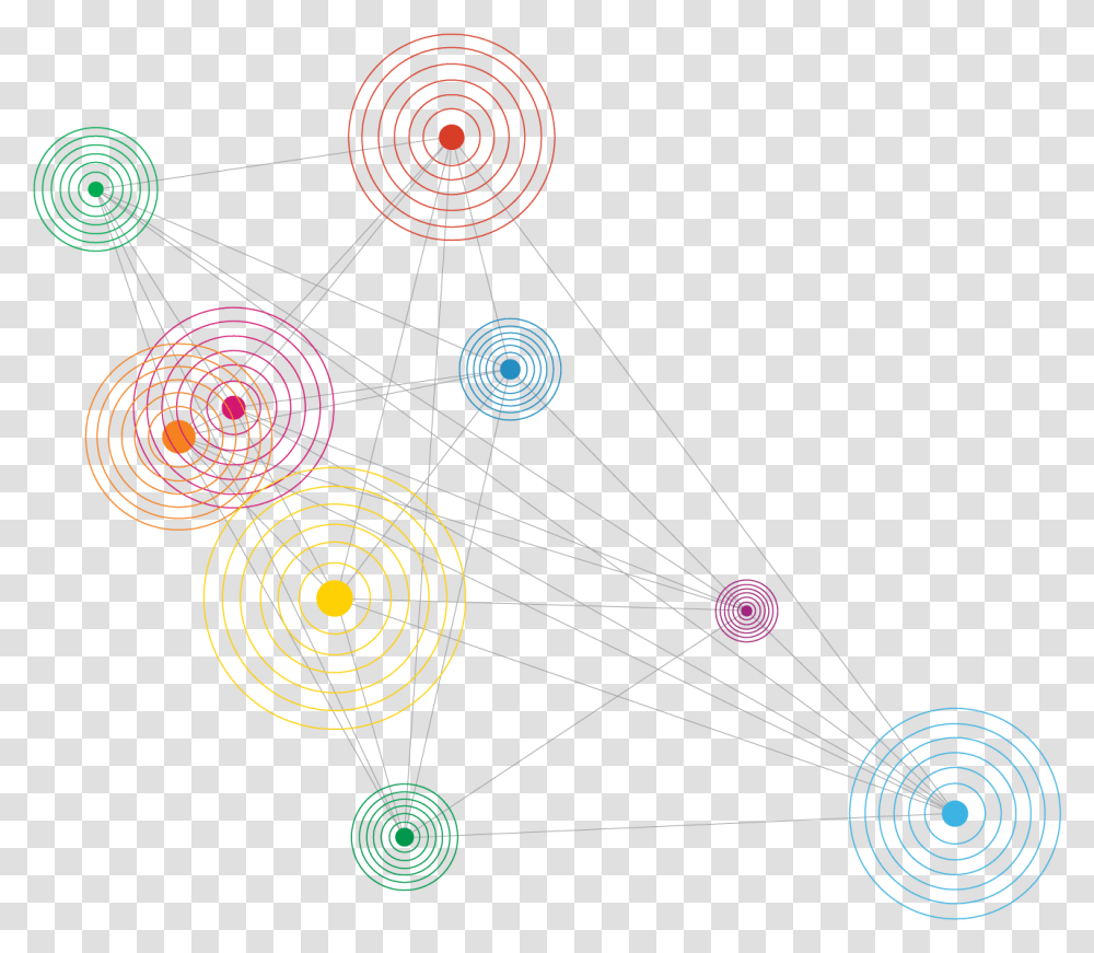 Abstract Diagram Of Multicolored Concentric Rings Connected Circle, Astronomy, Outer Space, Universe, Network Transparent Png