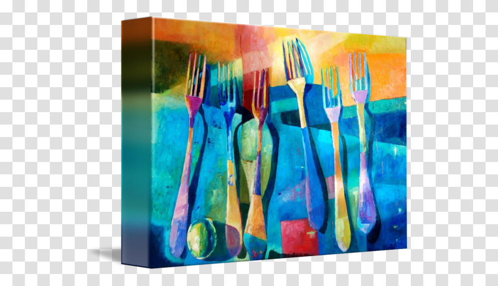Abstract Fork Abstract Kitchen Canvas Art, Cutlery Transparent Png
