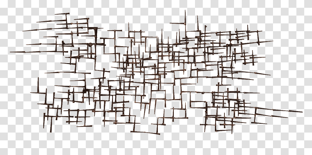 Abstract Metal Nail Wall Sculpture Monochrome, Maze, Labyrinth Transparent Png
