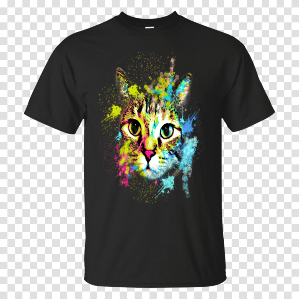 Abstract Paint Ink Splatter Cat Cool Cat T Shirt Well Tshirt, Apparel, T-Shirt, Pet Transparent Png