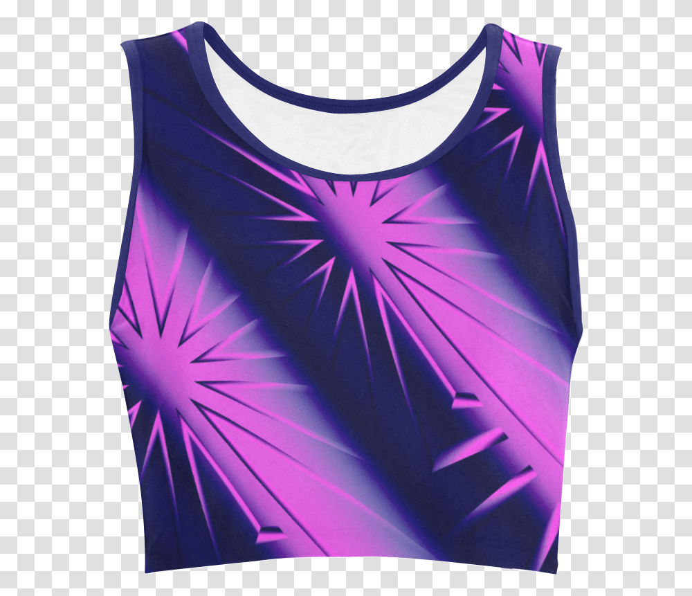 Abstract Purple And Blue Starburst Women's Crop Top Black Crop Top With Stars, Fashion Transparent Png