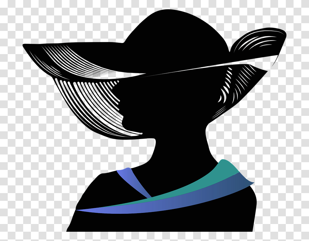 Abstract Woman Clipart Icon Woman In Hat Silhouette, Apparel, Plant, Flower Transparent Png