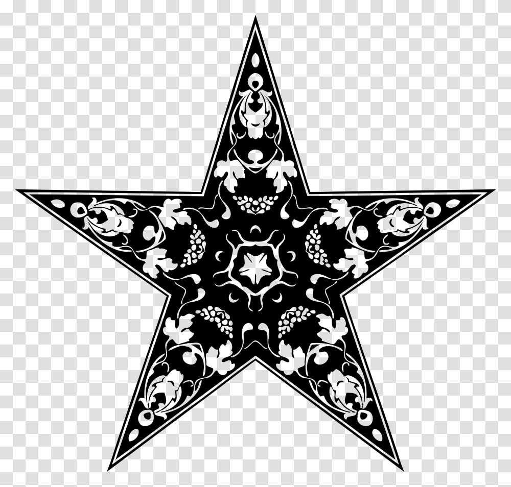 Abziehtattoo Nautical Star Paisley Estampado Blanco Y Negro De Estrellas, Gray, World Of Warcraft Transparent Png