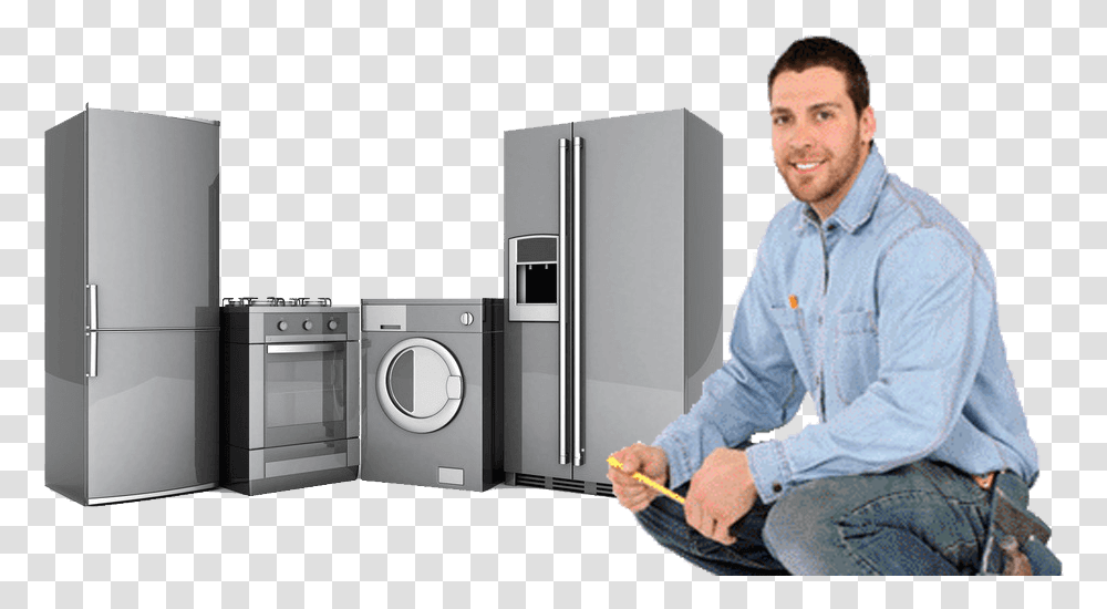 Ac Fridge Washing Machine Background, Person, Human, Appliance, Refrigerator Transparent Png
