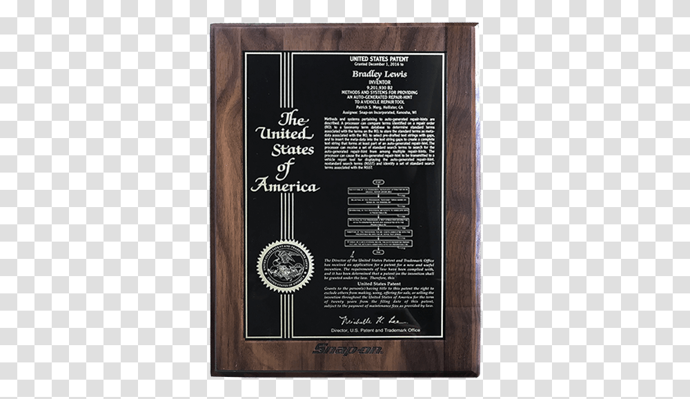 Ac Style Patent Award Plaque Commemorative Plaque, Text, Advertisement, Poster, Flyer Transparent Png