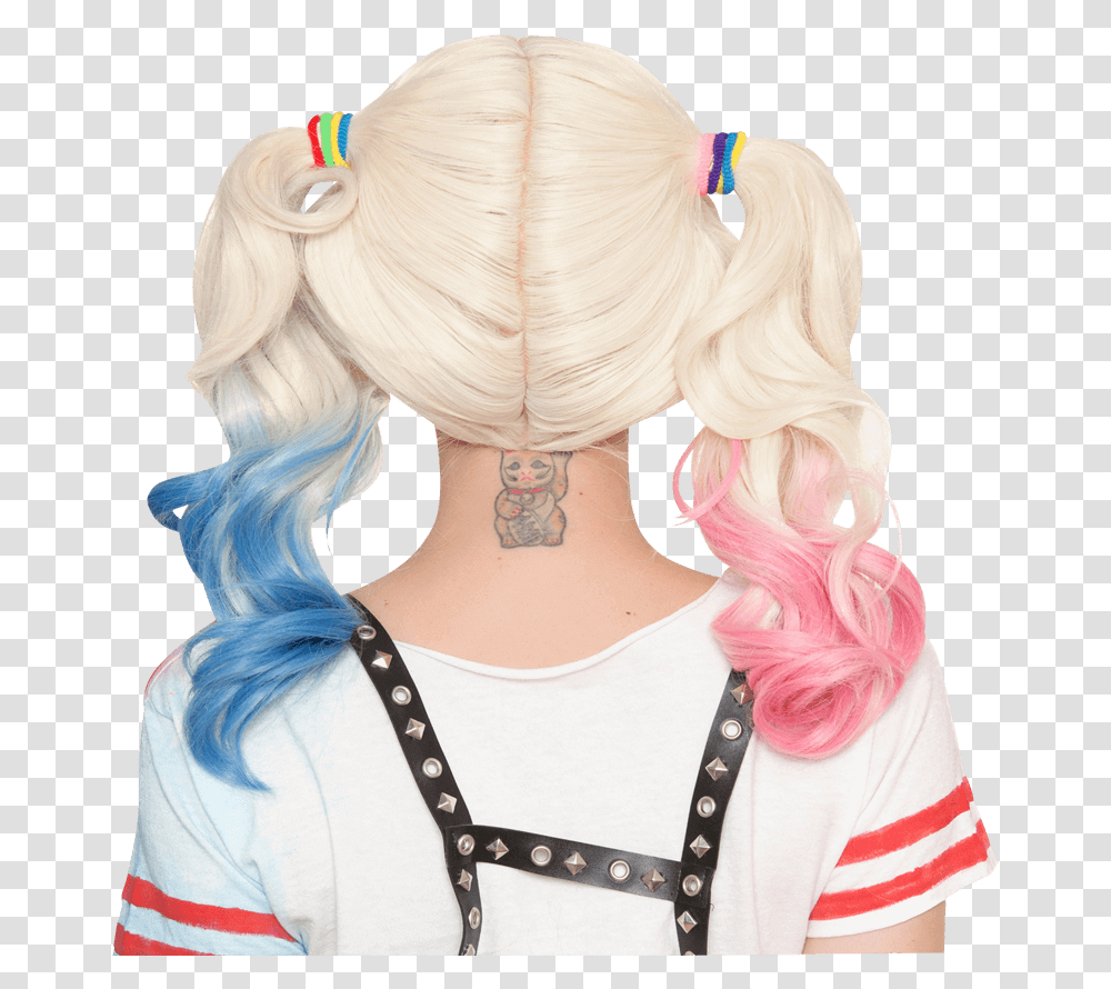 Accessoires Deluxe Harley Quinn Suicide Squad Dip Dye Blue And Red Clown Girl, Hair, Wig, Person, Human Transparent Png