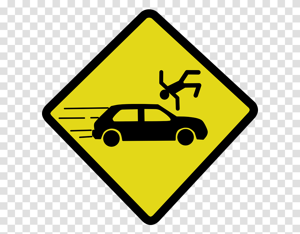 Accident Car Crash Knock Clipart Car Accident Sign, Symbol, Road Sign, Vehicle, Transportation Transparent Png