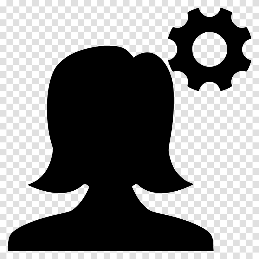 Account Woman Settings Setting Options Gear Setting Icon, Silhouette, Axe, Tool, Stencil Transparent Png
