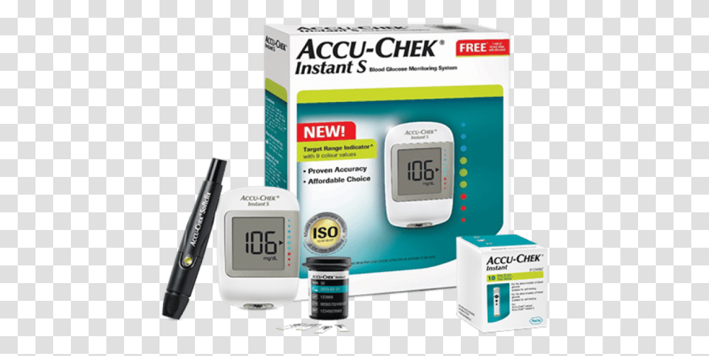 Accu Chek Instant S Meter, Digital Watch, Clock, Digital Clock, Electrical Device Transparent Png