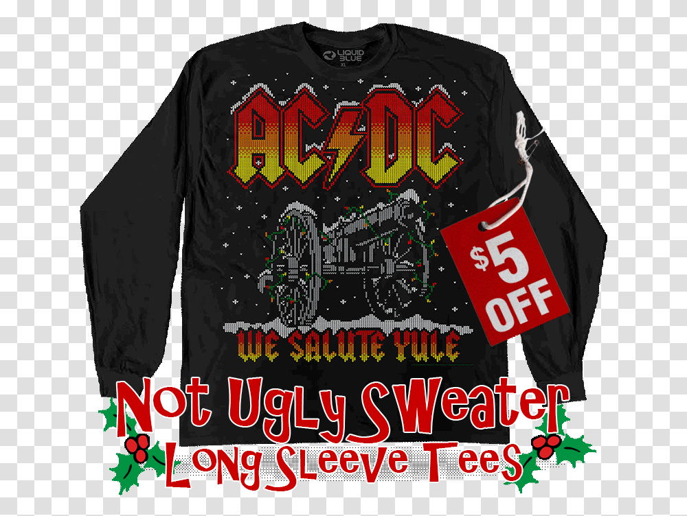 Acdc We Salute Yule Xmas Sweater Long Sleeve Tee Long Sleeved T Shirt, Machine, Engine, Motor Transparent Png
