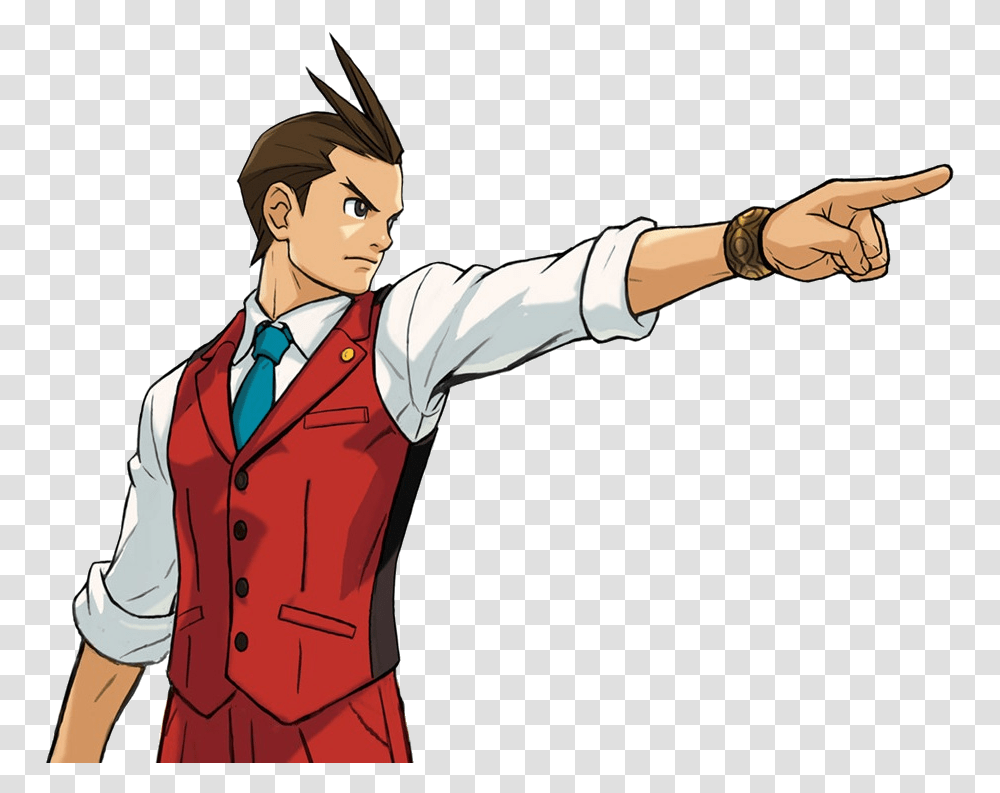 Ace Attorney Clipart Objection Apollo Justice Ace Attorney, Person, Hand, Performer, Magician Transparent Png