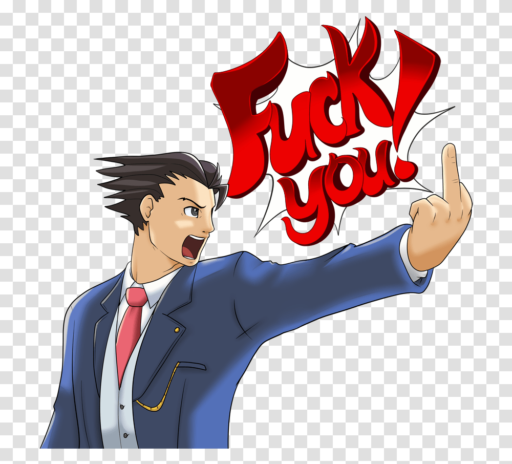 Ace Attorney Clipart Objection Phoenix Wright Objection, Person, Hand, Shirt Transparent Png