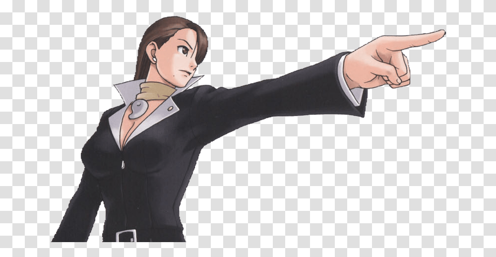 Ace Attorney Mia Objection, Person, Hand, Manga Transparent Png