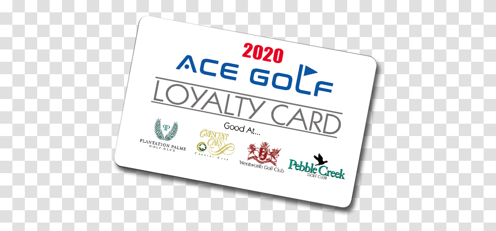 Ace Golf Annual Loyalty Card Pebble Creek Golf Club, Text, Business Card, Paper, Label Transparent Png