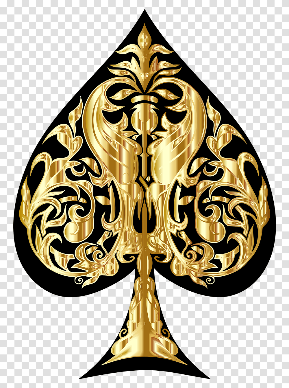 Ace Of Spades Cards Game Gold Design Gold Ace Of Spades Logo, Symbol, Emblem, Chandelier, Lamp Transparent Png
