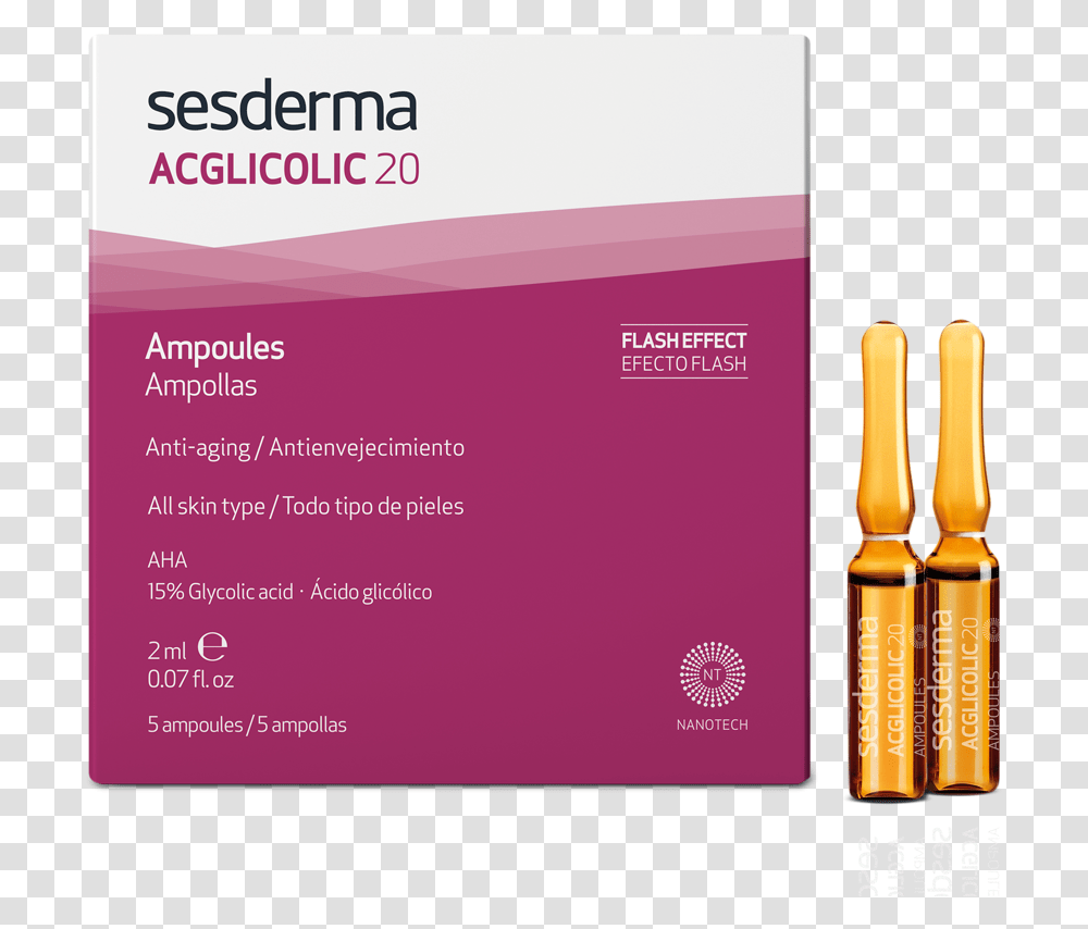 Acglicolic 20 Ampoules Peeling Effect Bullet, Text, Paper, Business Card, Advertisement Transparent Png