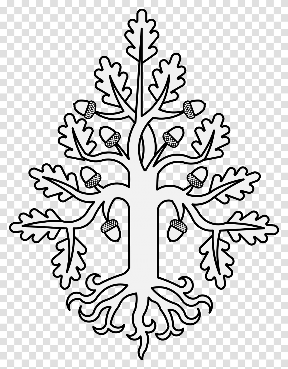 Acorn Drawing Oak Leaf Oak Heraldry, Plant, Stencil, Snowflake, Root Transparent Png