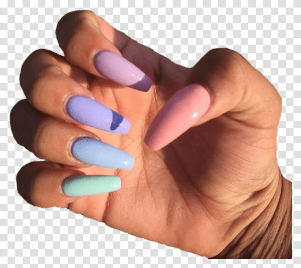 Acrylic Acrylicnails Nailscute Aesthetic Acrylic Nails Different Colors, Person, Human, Manicure, Hand Transparent Png