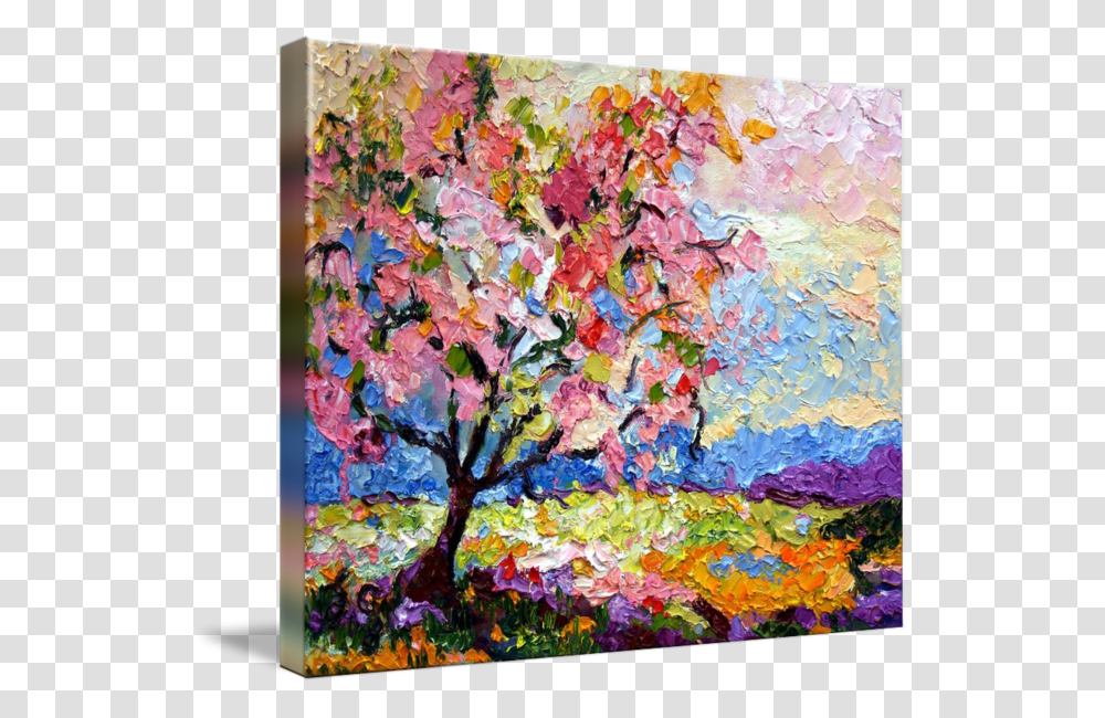 Acrylic Drawing Spring Season Clipart Blossom Tree Oil Painting, Modern Art, Canvas Transparent Png