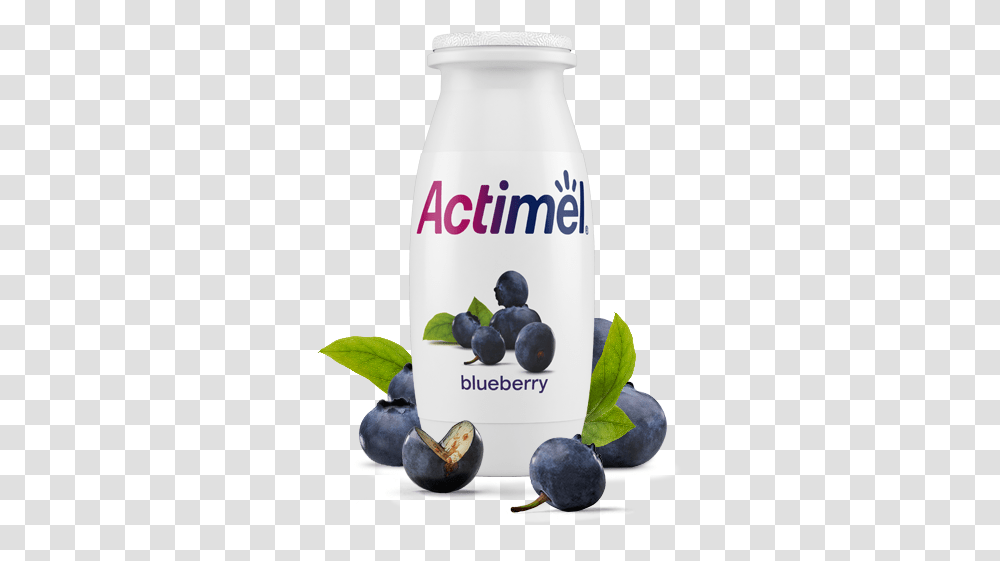 Actimel Blueberry Cultured Yogurt Shot Banana And Strawberry Drink, Plant, Fruit, Food, Beverage Transparent Png