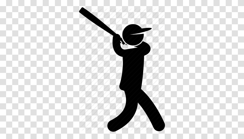 Action Baseball Bat Player Pose Posture Swing Icon, Piano, Light, Silhouette, Lighting Transparent Png