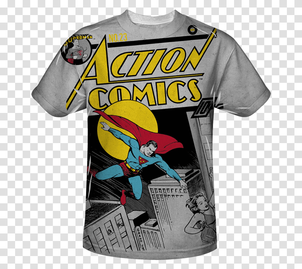 Action Comics Issue 23 Bold T Shirt Cartoon, Apparel, T-Shirt, Person Transparent Png