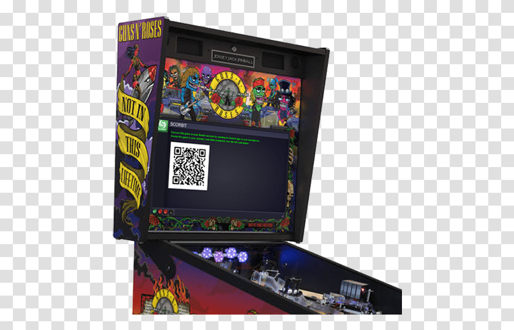 Activating A Jersey Jack Pinball Machine New Guns And Roses Pinball, Arcade Game Machine, Monitor, Screen, Electronics Transparent Png
