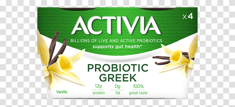 Activia Greek Probiotic Blended Nonfat Yogurt Vanilla Danone, Plant, Food, Paper, Vase Transparent Png