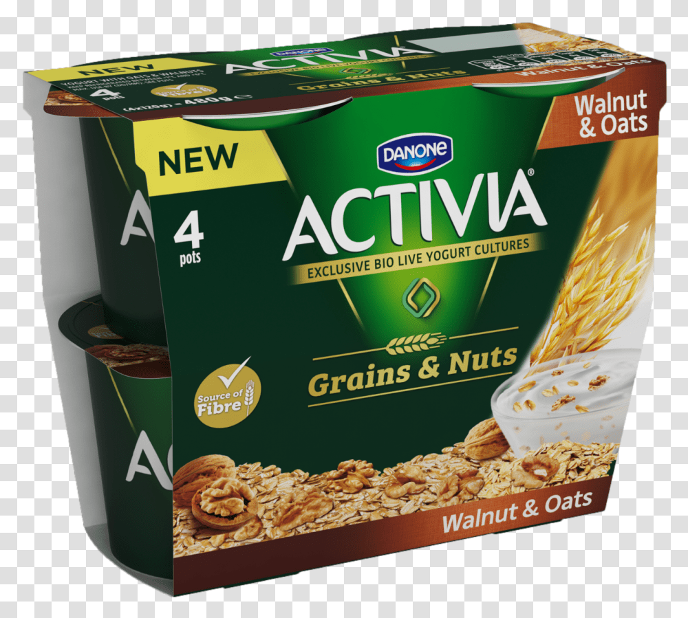 Activia Walnut And Oats Download, Food, Plant, Bowl, Snack Transparent Png