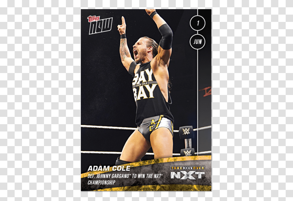 Adam Cole Wwe Topps Now Card Poster, Person, Sport, People Transparent Png