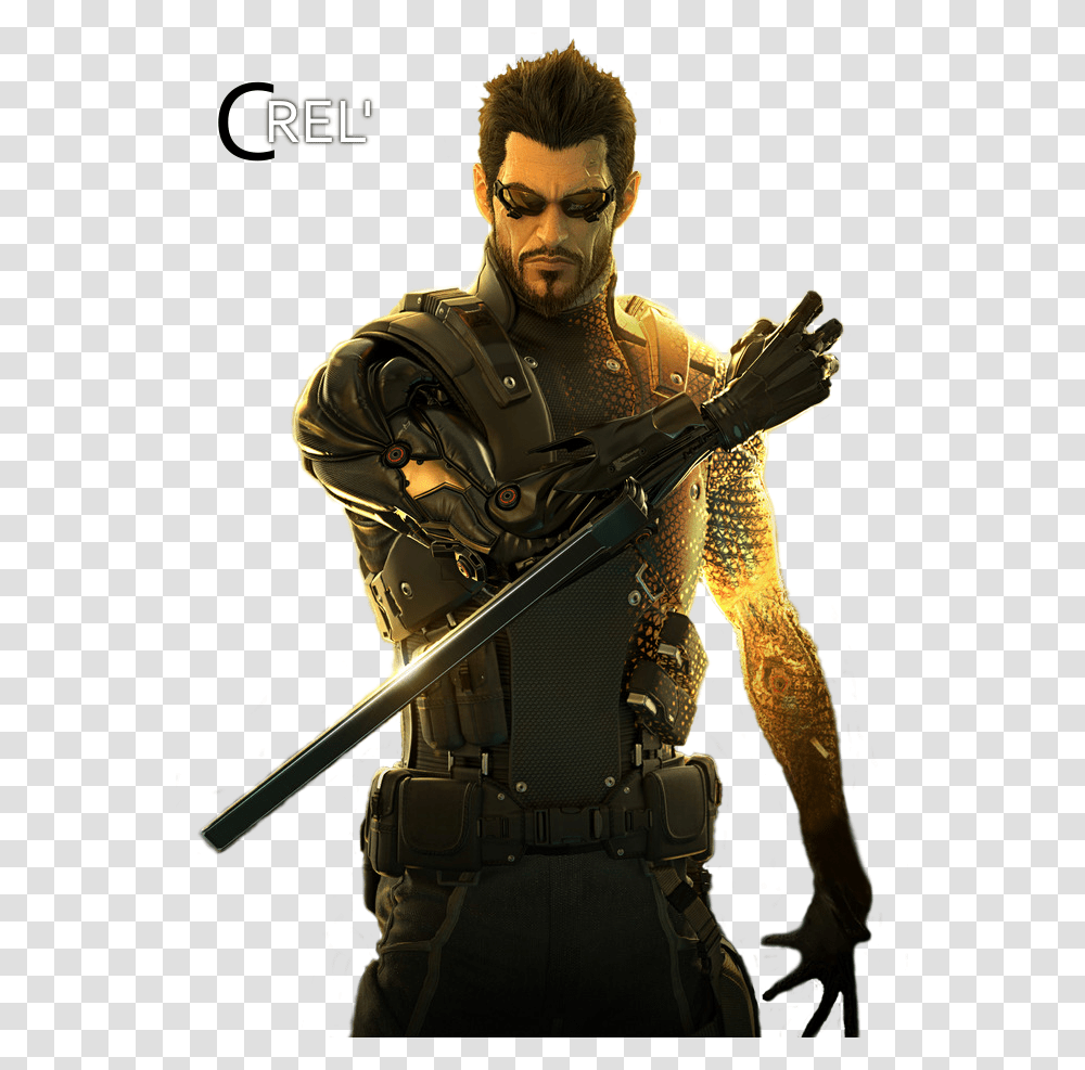 Adam Jensen, Person, Gun, Weapon, Crowd Transparent Png