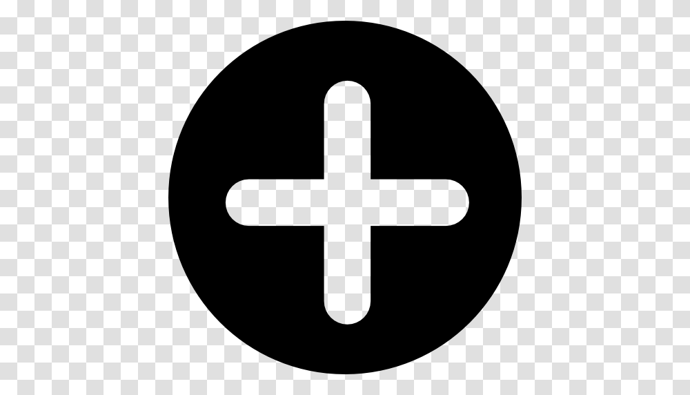 Add Button With Plus Symbol In A Black Circle, Cross, First Aid, Logo, Trademark Transparent Png