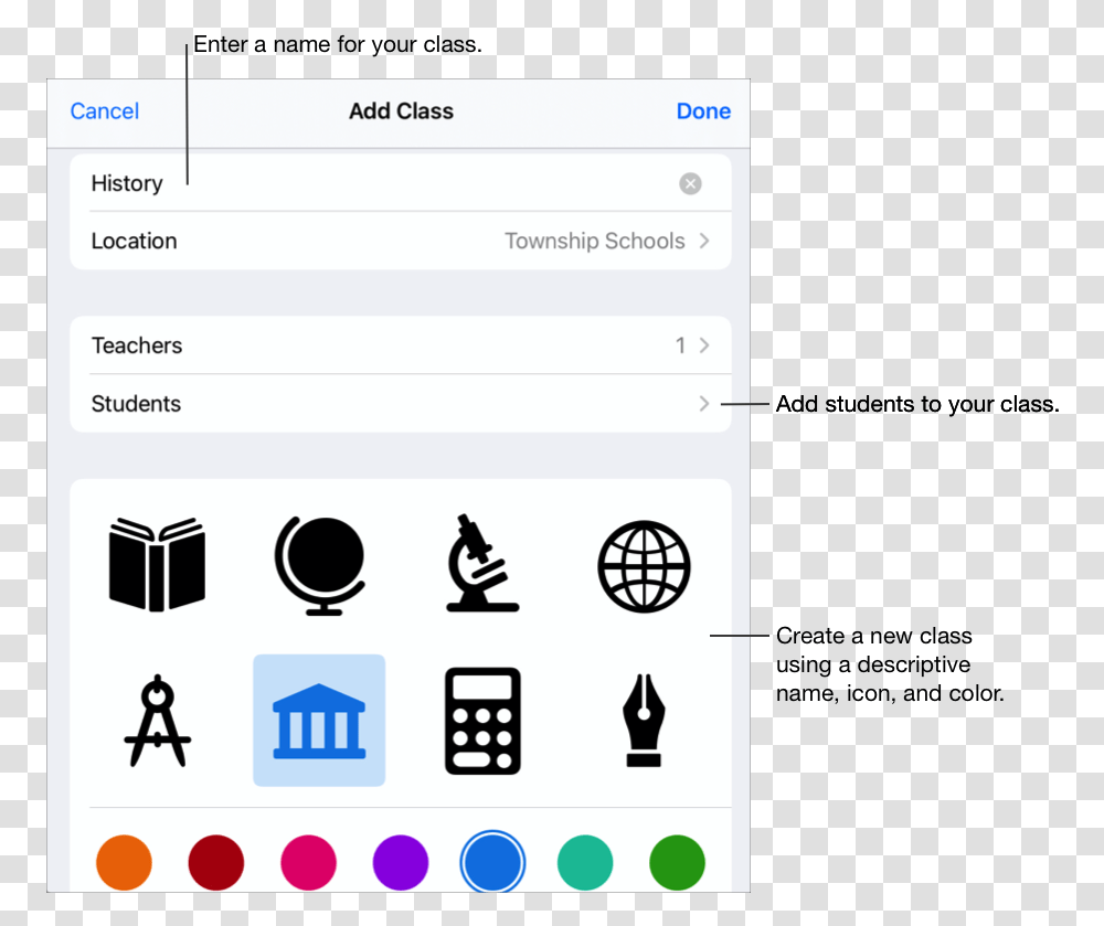 Add Edit Remove And Delete Classes In Schoolwork Apple Dot, Text, Electronics, Phone, Computer Transparent Png