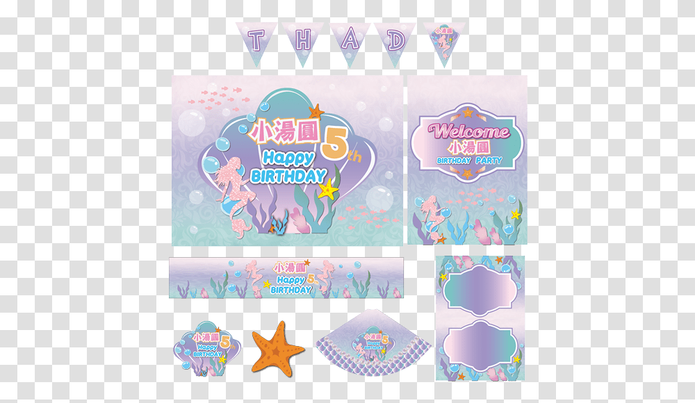 Add Name And Age Mermaid Personalised Birthday Banner Pack Party Supply, Symbol, Text, Star Symbol, Advertisement Transparent Png