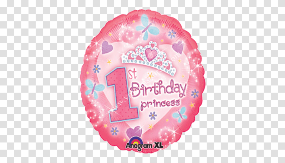 Add Ons Happy 1st Birthday Princess Balloon 1st Birthday Foil Balloons, Birthday Cake, Dessert, Food, Sweets Transparent Png