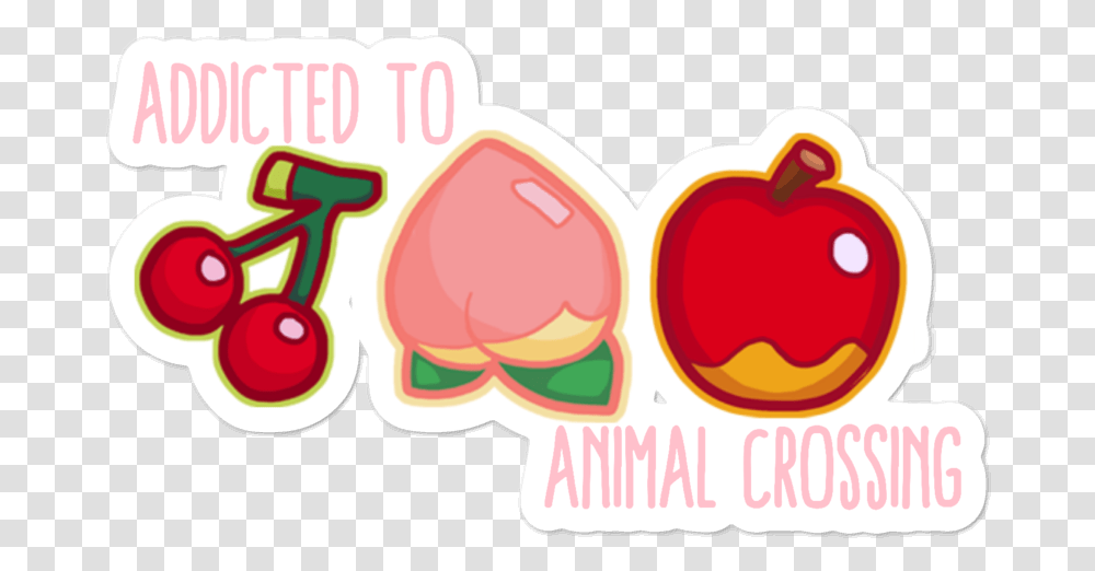 Addicted To Animal Crossing Sticker Misscherryfox Sticker Of Animal Crossing, Label, Text, Heart, Food Transparent Png