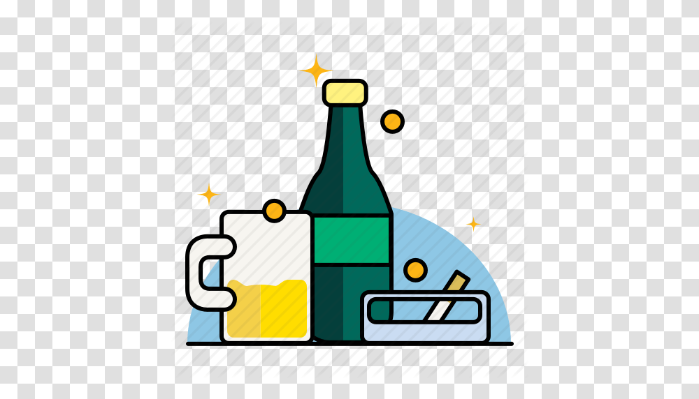 Addiction Adult Alcohol Ashtray Beer Beverage Cigarette, Bottle, Label Transparent Png