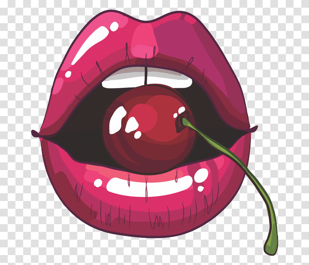 Adesivo Decorativo Boca Cereja Rolling Stones Mouth With Cherry, Lip, Helmet, Apparel Transparent Png
