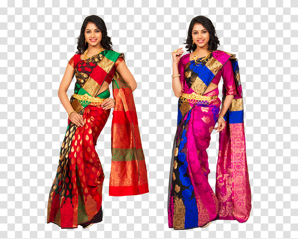 Adhisayaa 2 Banarasi Cotton Silk Sarees Collections Silk Sarees Model Hd, Apparel, Person, Human Transparent Png
