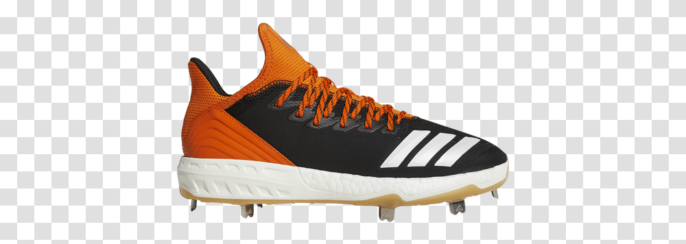 Adidas Boost Icon 4 Gum Men's Metal Cleats Shoes Black Orange Adidas Baseball Cleats, Footwear, Clothing, Apparel, Sneaker Transparent Png