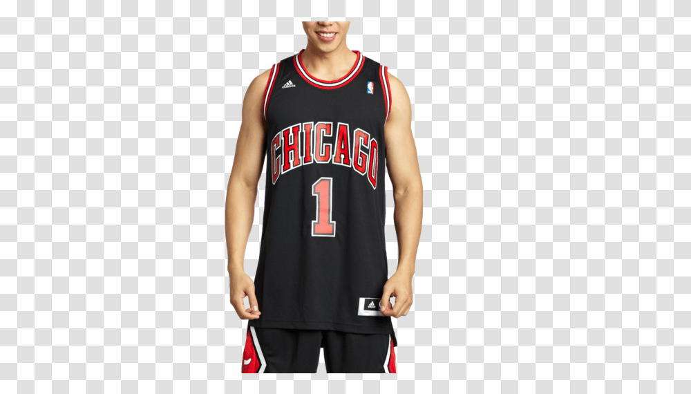 Adidas Chicago Bulls Derrick Rose Replica Basketball Jersey Chicago Bulls, Clothing, Apparel, Shirt, Person Transparent Png